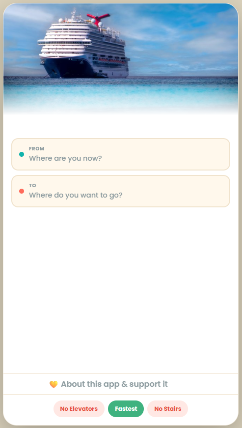 The Navigator From and To fields with routing preference buttons
